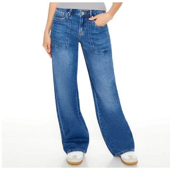 Forever 21 Straight Wide Leg Carpenter Jeans High Rise Utility Denim Sz: 31 - Picture 1 of 11